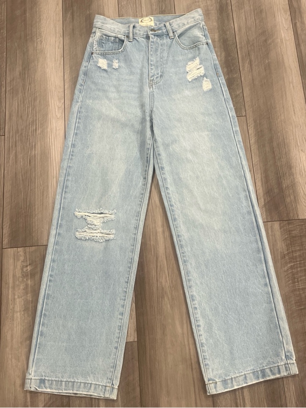 Mia Joy Joyfolie Light Wash Distressed High-Rise Wide Leg Jeans